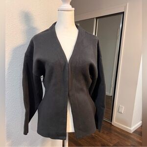 Zara Ribbed Knit Gray Open-Front Cardigan